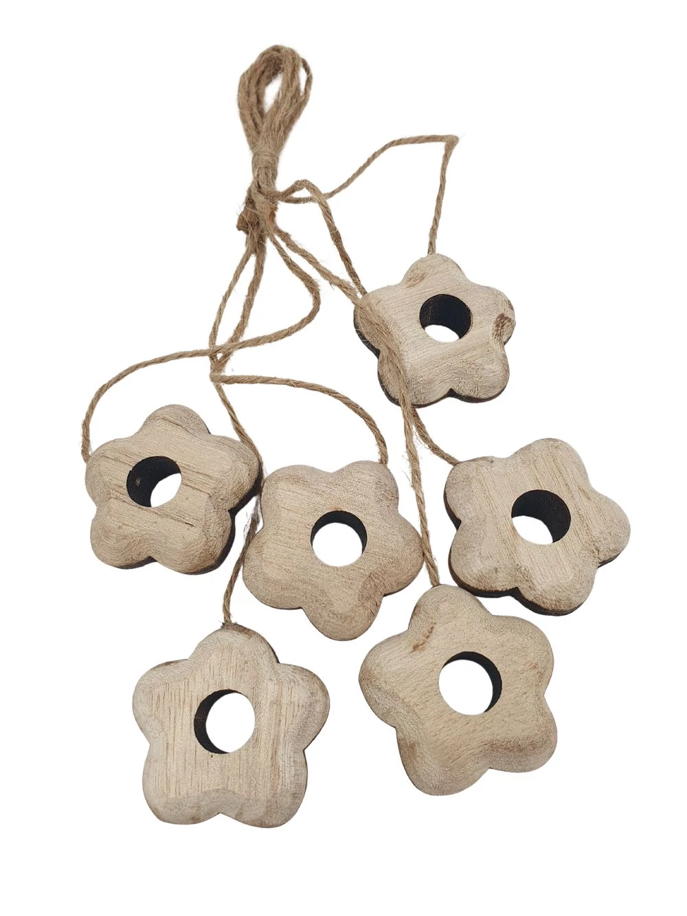 Faragott fa virág zsinórral - Natúr