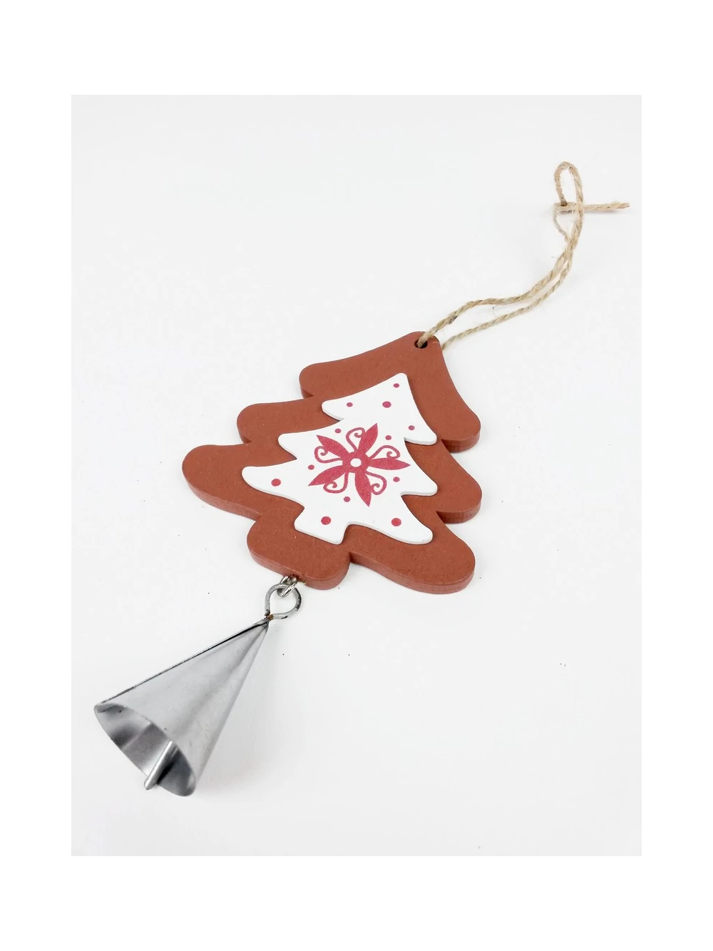 Fa dekor függő csengővel jégvirágos - Fenyő