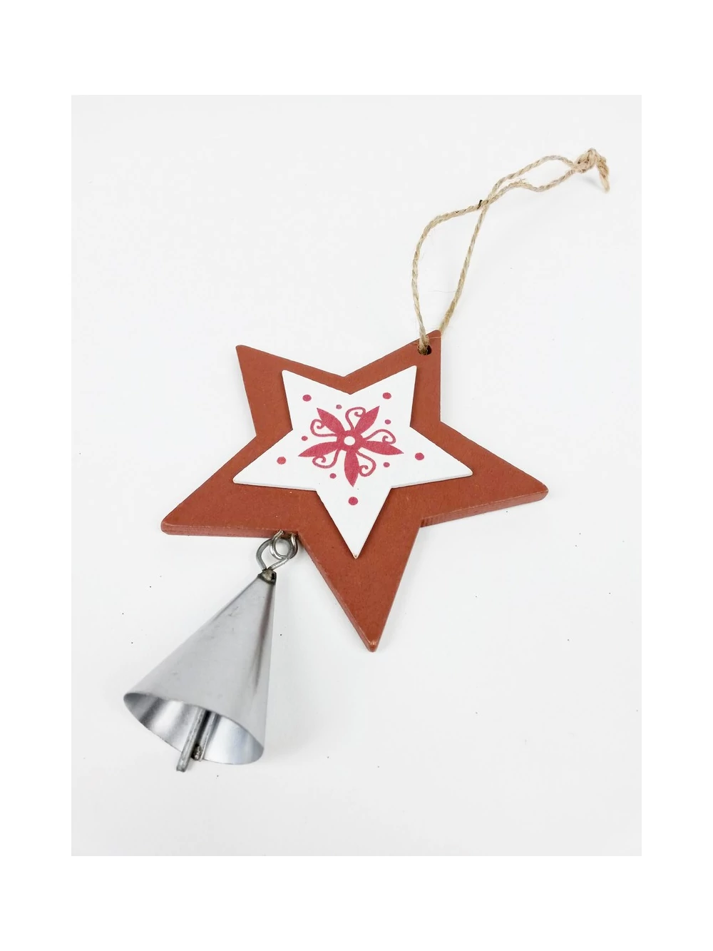 Fa dekor függő csengővel jégvirágos - Csillag
