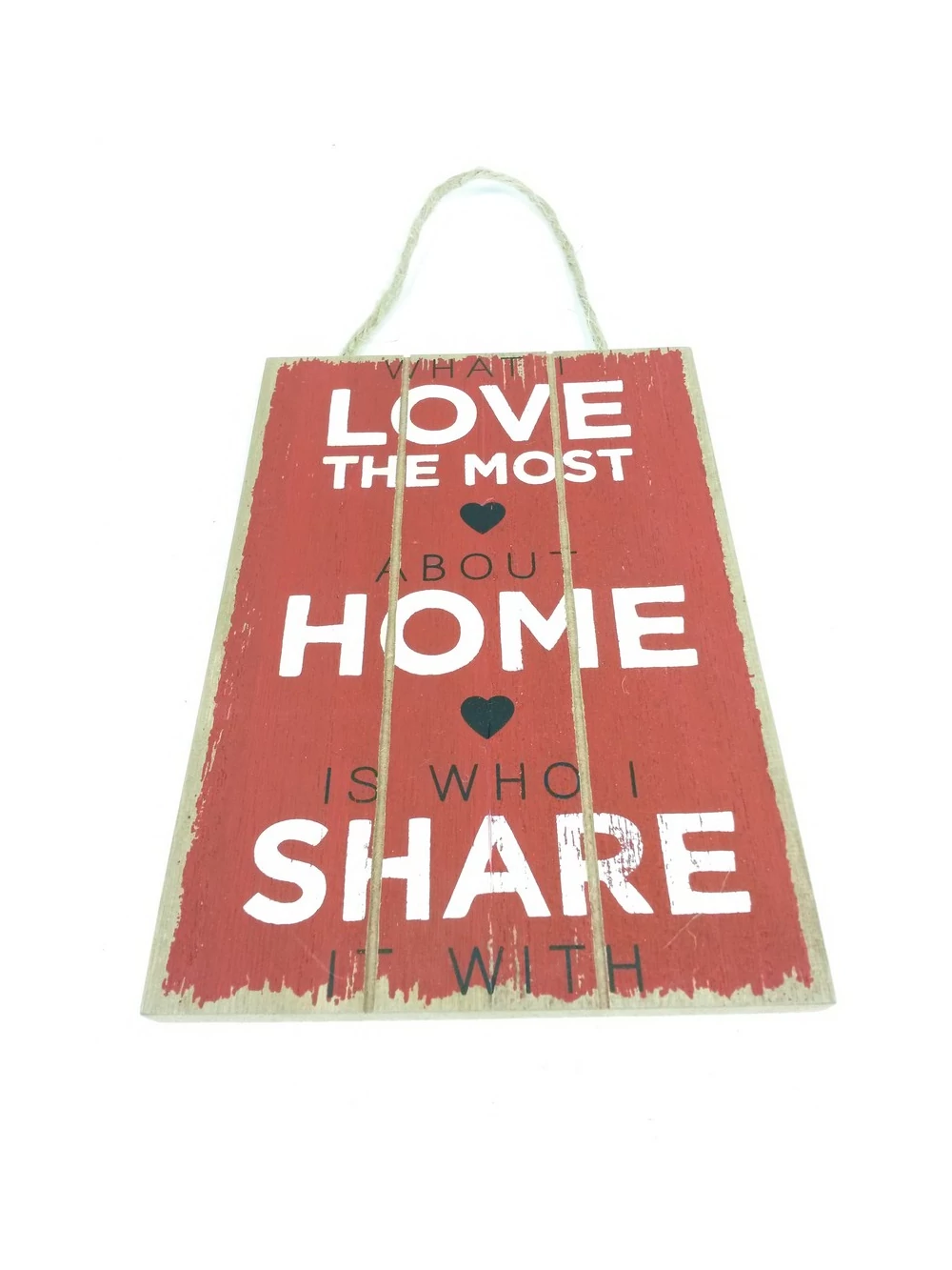 Feliratos dekor tábla Love Home Share - Bordó