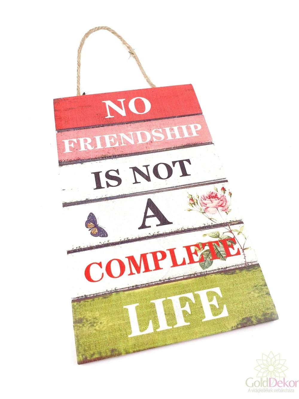 Feliratos dekor tábla virágos - Friendship