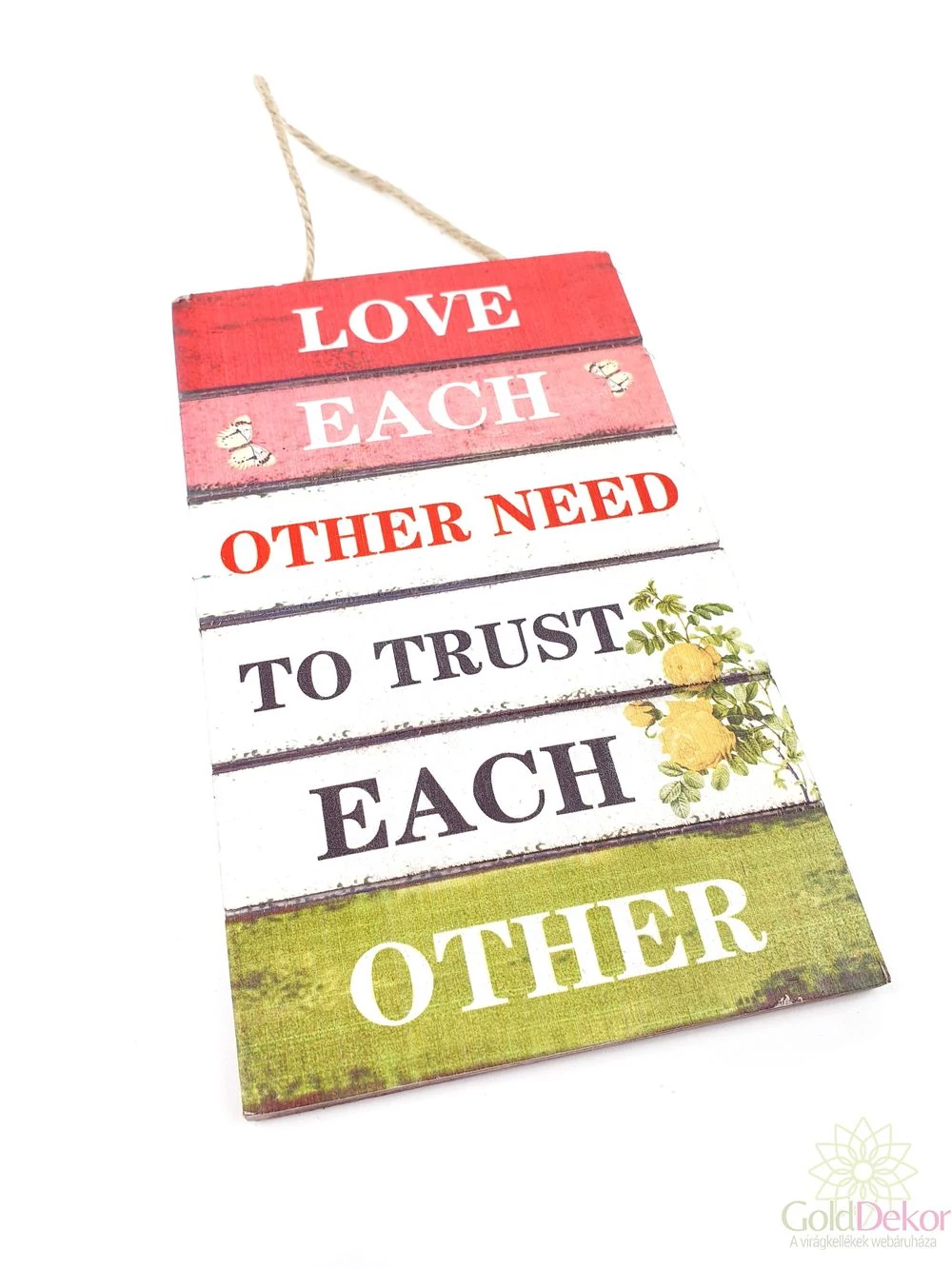 Feliratos dekor tábla virágos - Love