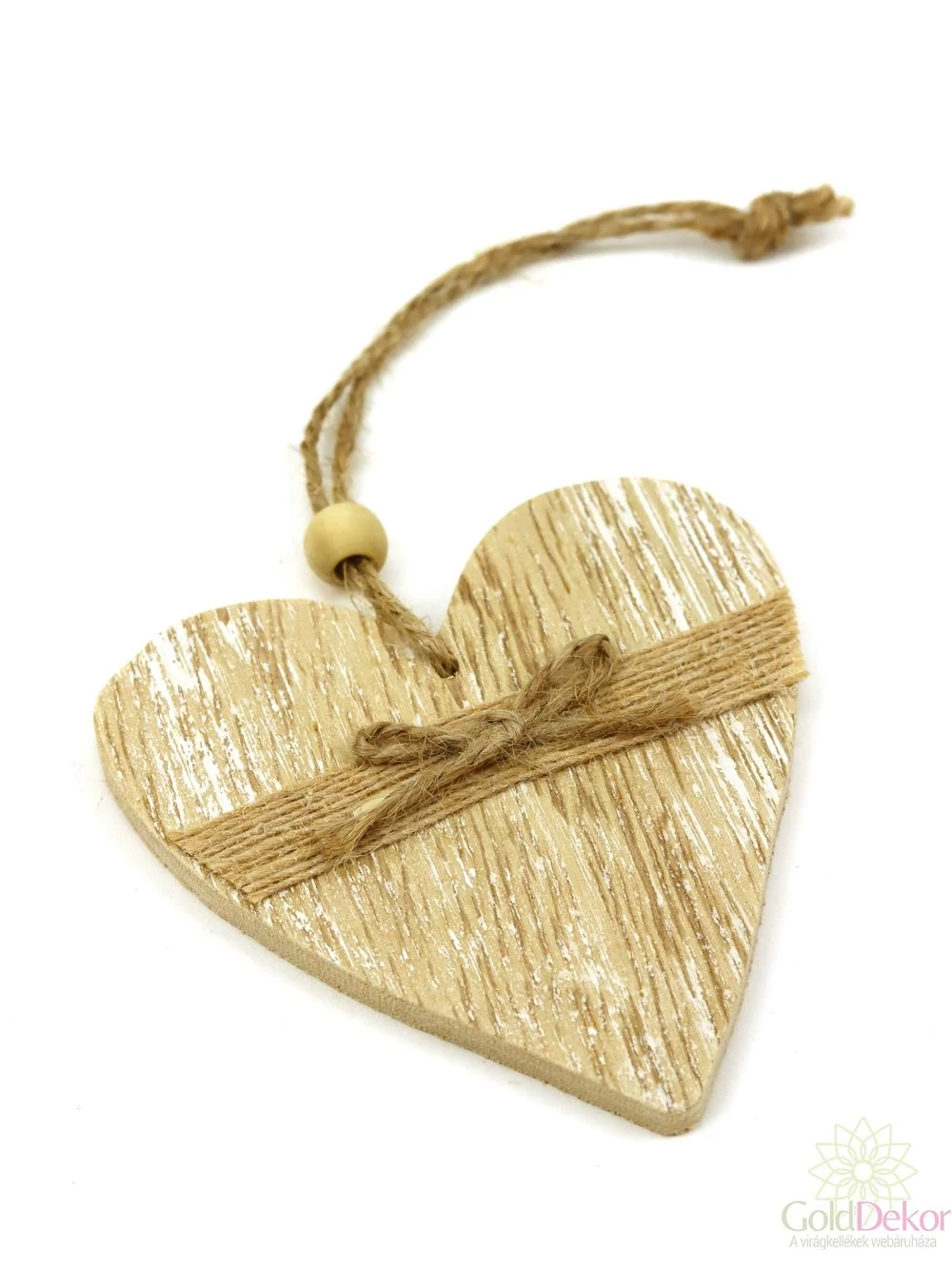 Zsinóros koptatott fa szív