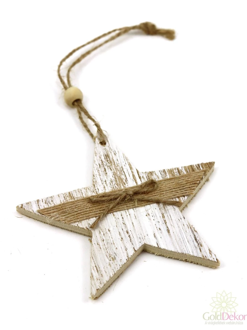 Zsinóros koptatott fa csillag