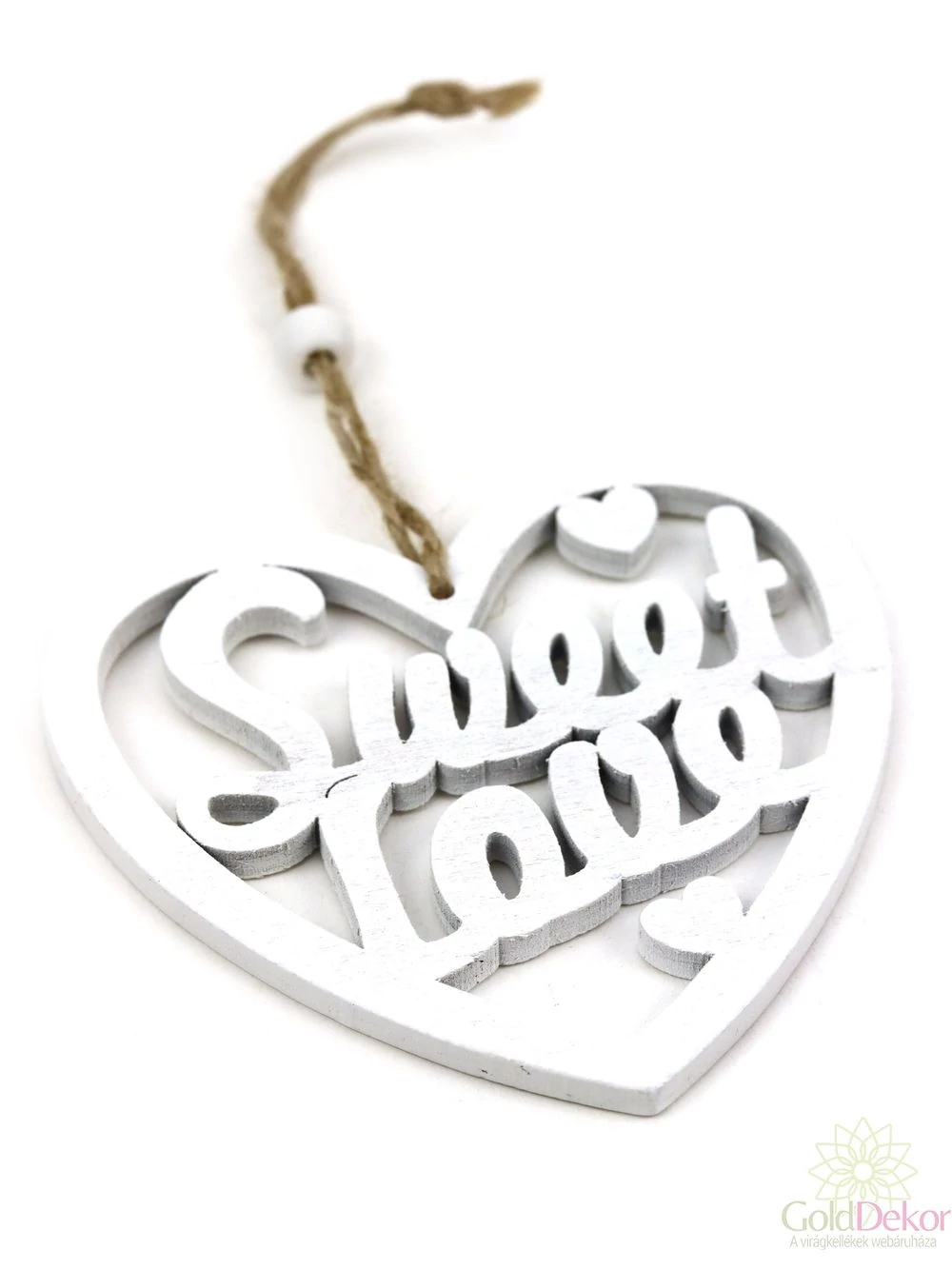 Sweet Love akasztós szív - Fehér