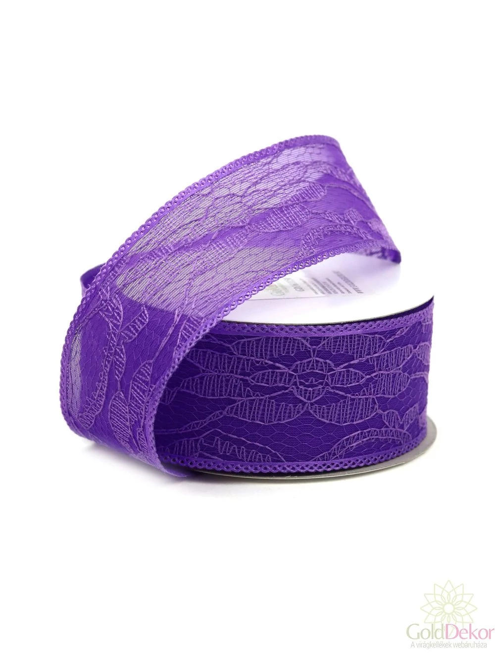 Csipke organza szalag - Lila