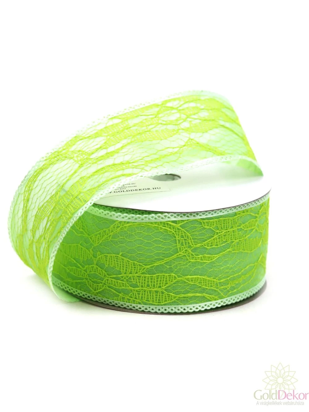 Csipke organza szalag - Zöld