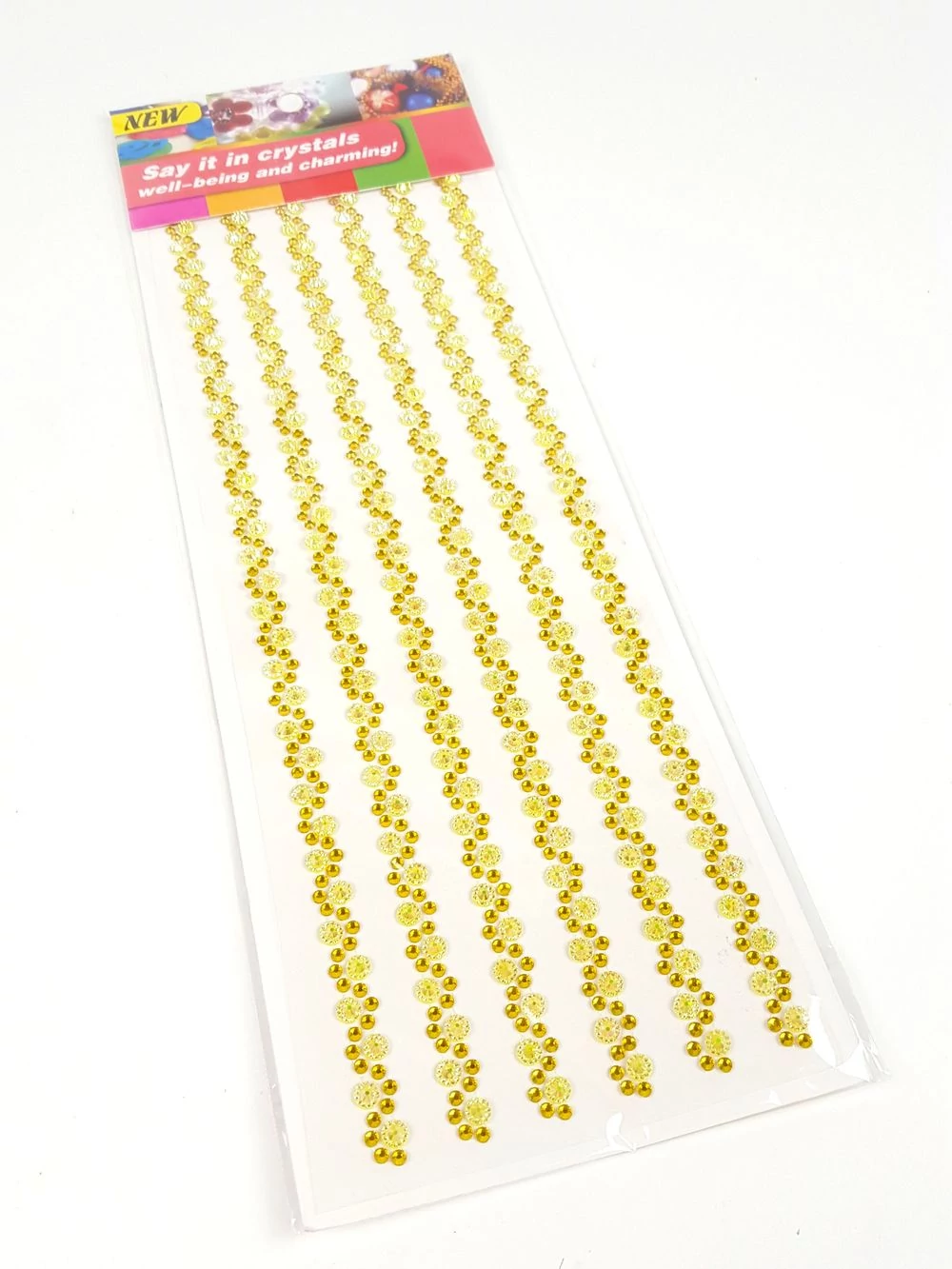 Öntapadós strassz csík - Sárga