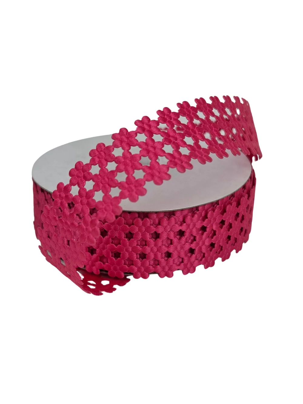 Nyomott mintás szalag - Apró virágos - Pink