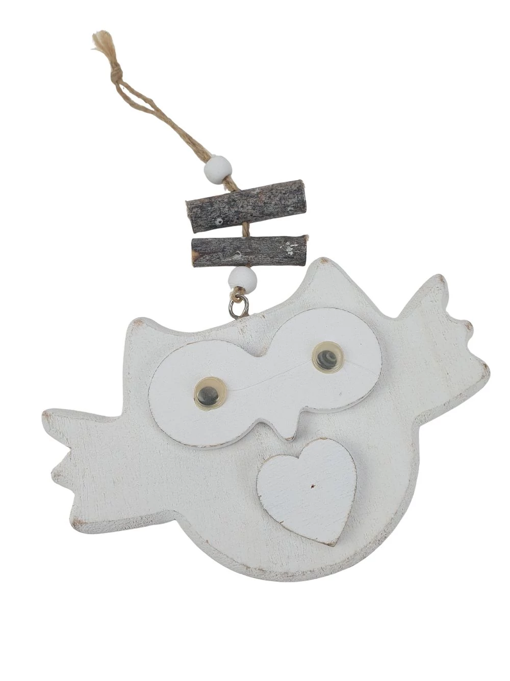 Nyitott szárnyú akasztós fa bagoly - Fehér Nyitott szárnyú akasztós fa bagoly - Fehér