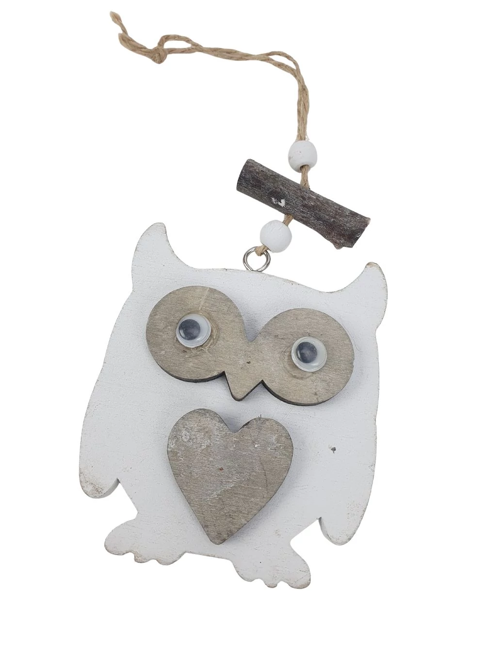 Fa bagoly szívvel - Fehér Fa bagoly szívvel - Fehér