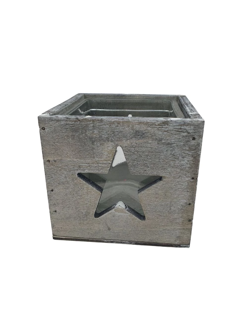 Üvegbetétes kocka mécsestartó - Szürke