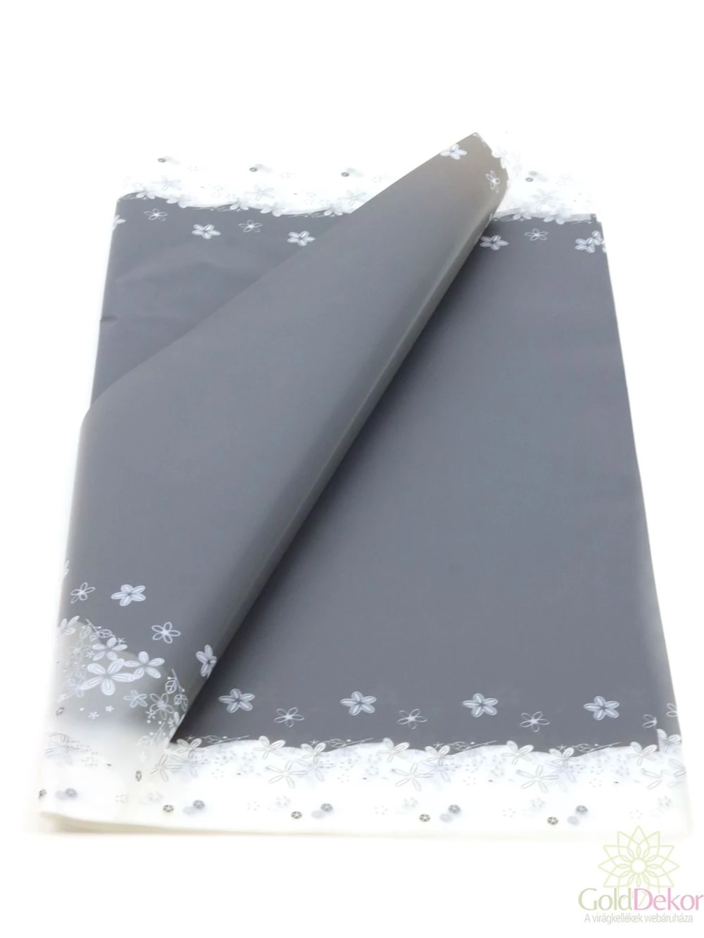 Íves fólia virágmintás - Grafit