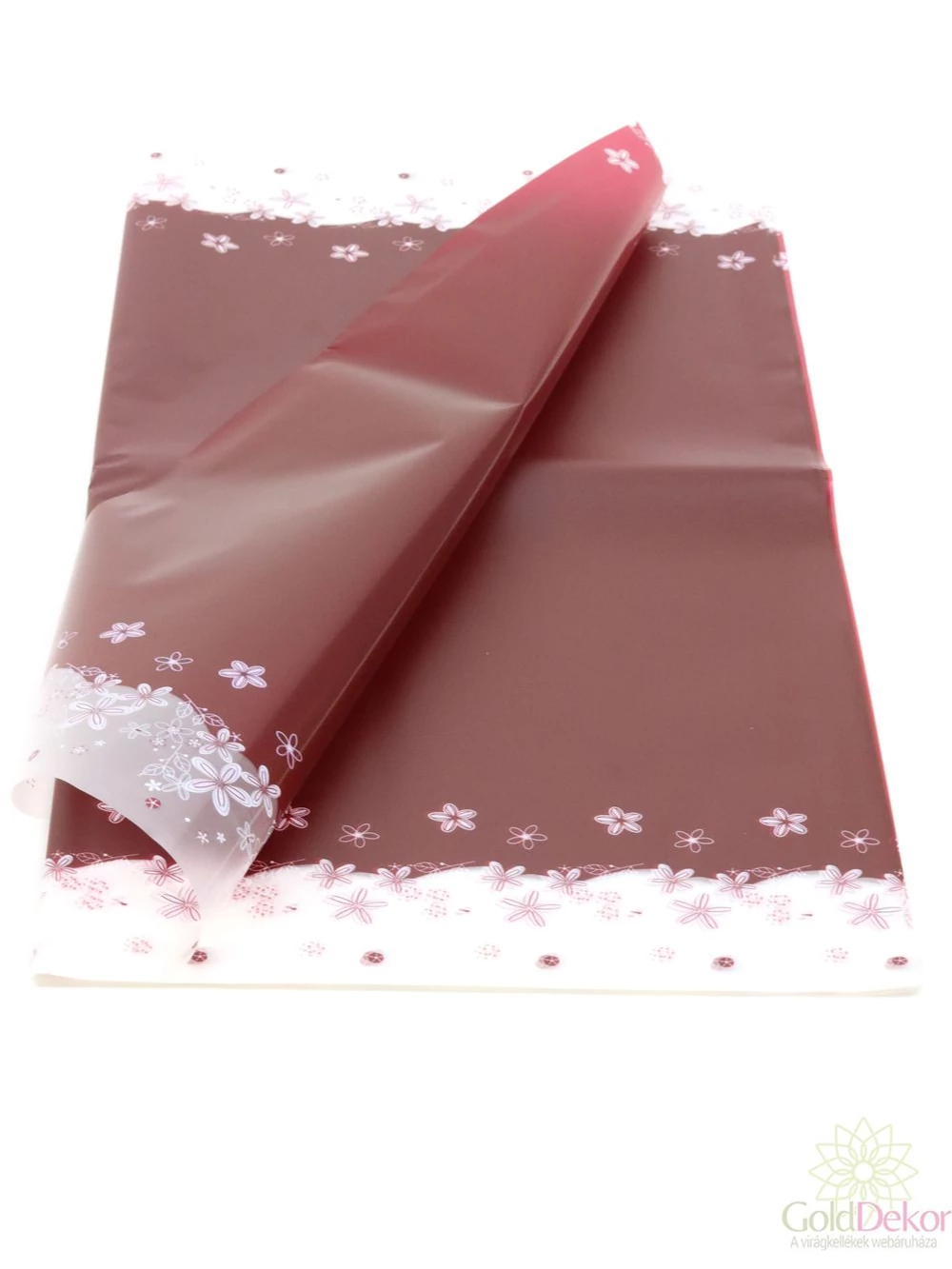 Íves fólia virágmintás - Bordó