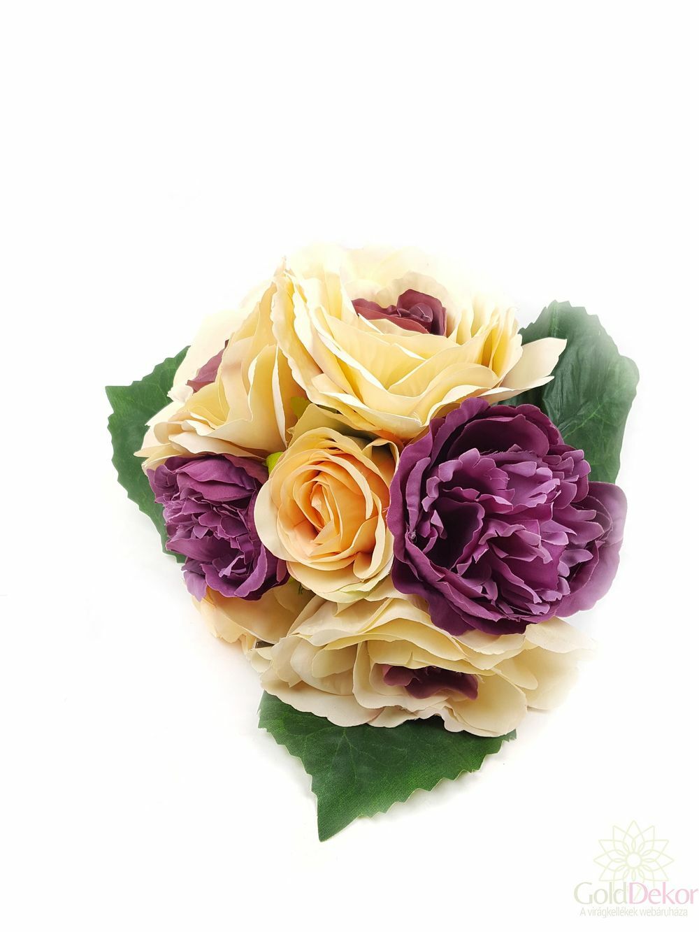Nyílt rózsa csokor paeoniával - Krém-Lila