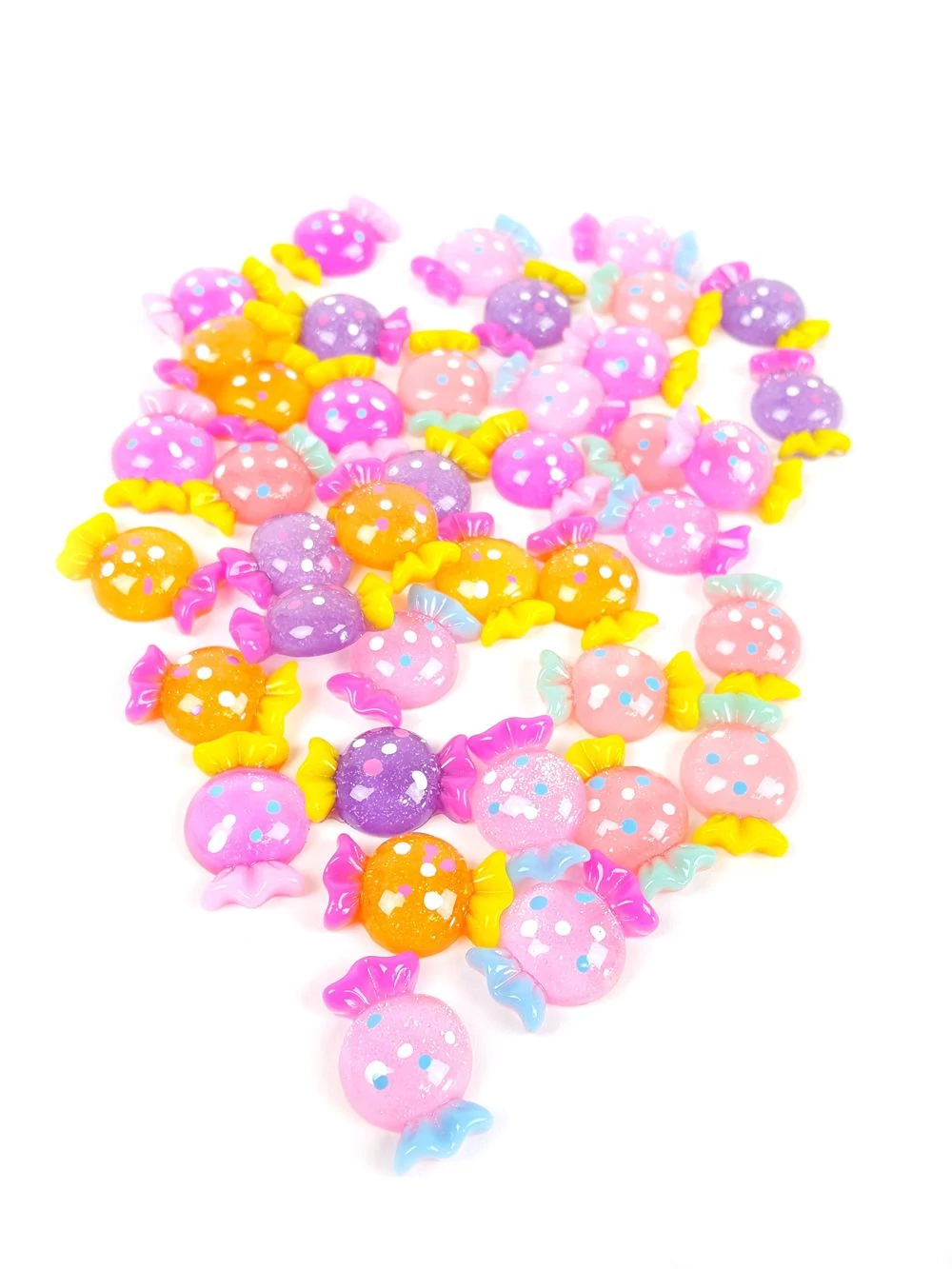 Műanyag dekor - Kerek csillámos cukor