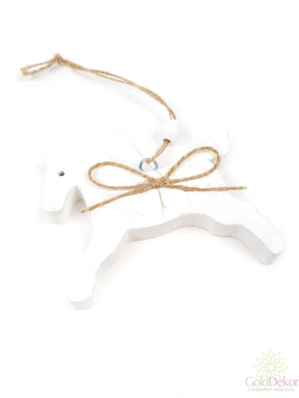 Kötél masnis fa hintaló - Fehér