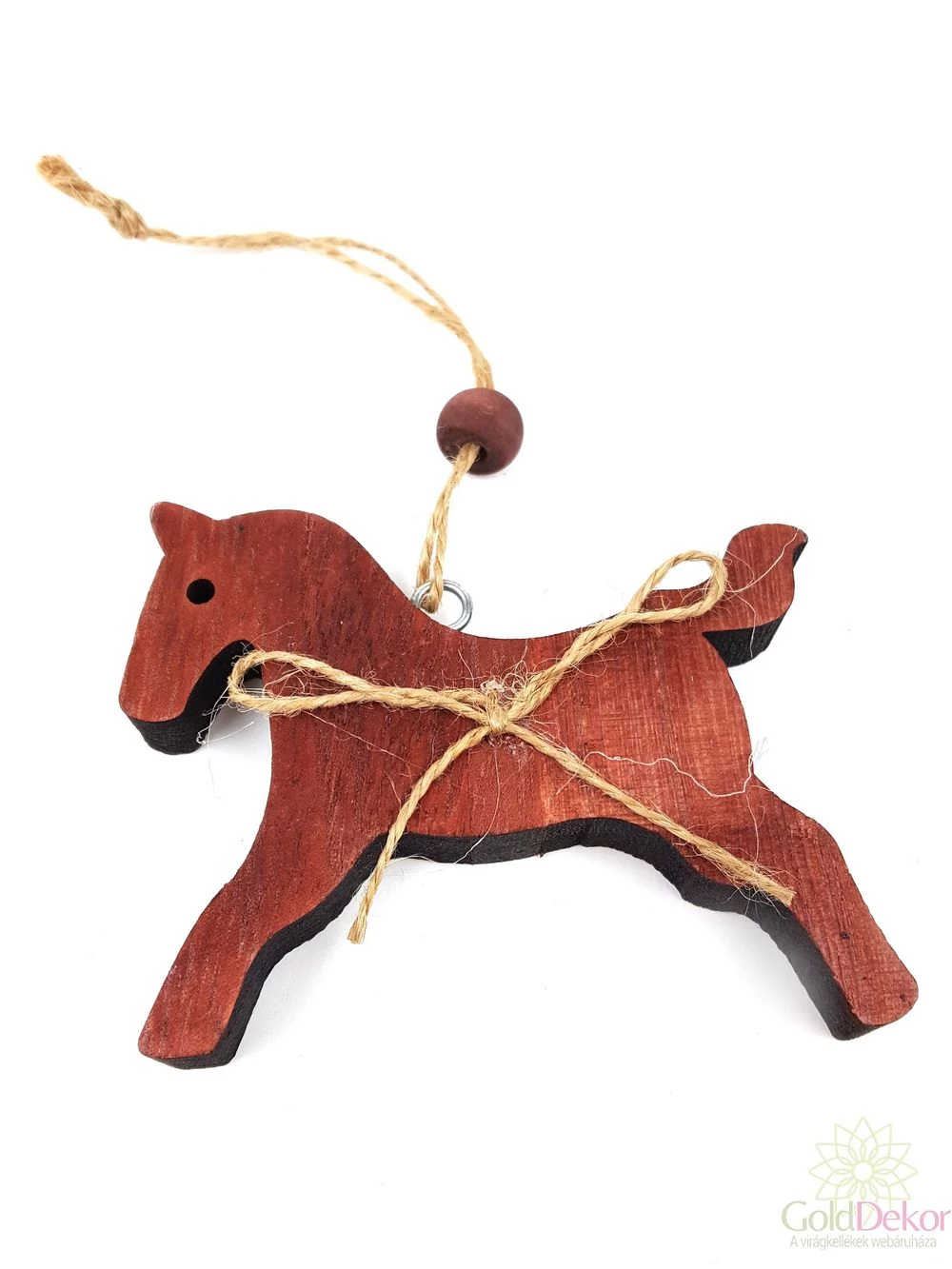 Kötél masnis fa hintaló - Barna