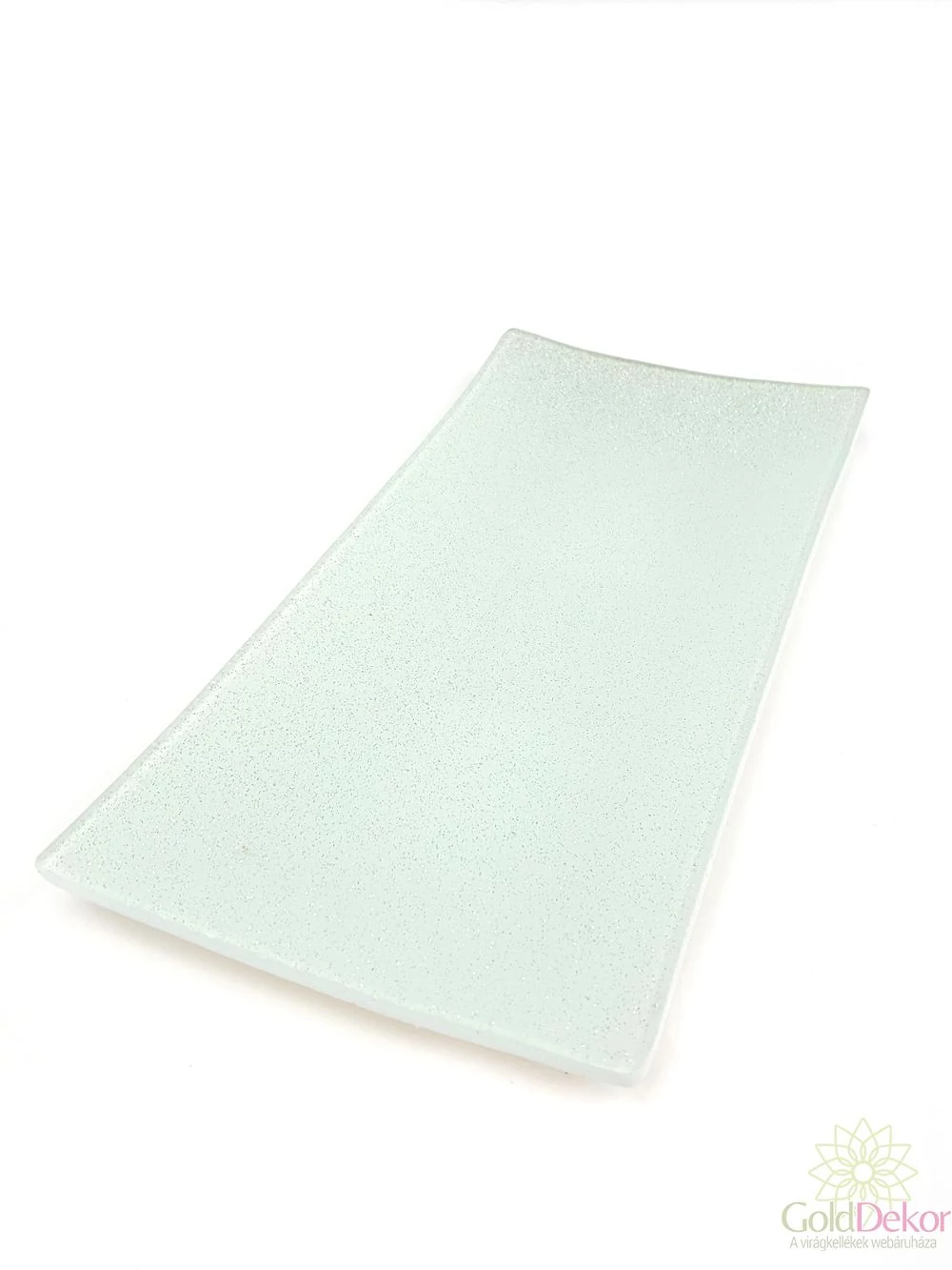Üvegtál 26*12 cm - Csillámos fehér