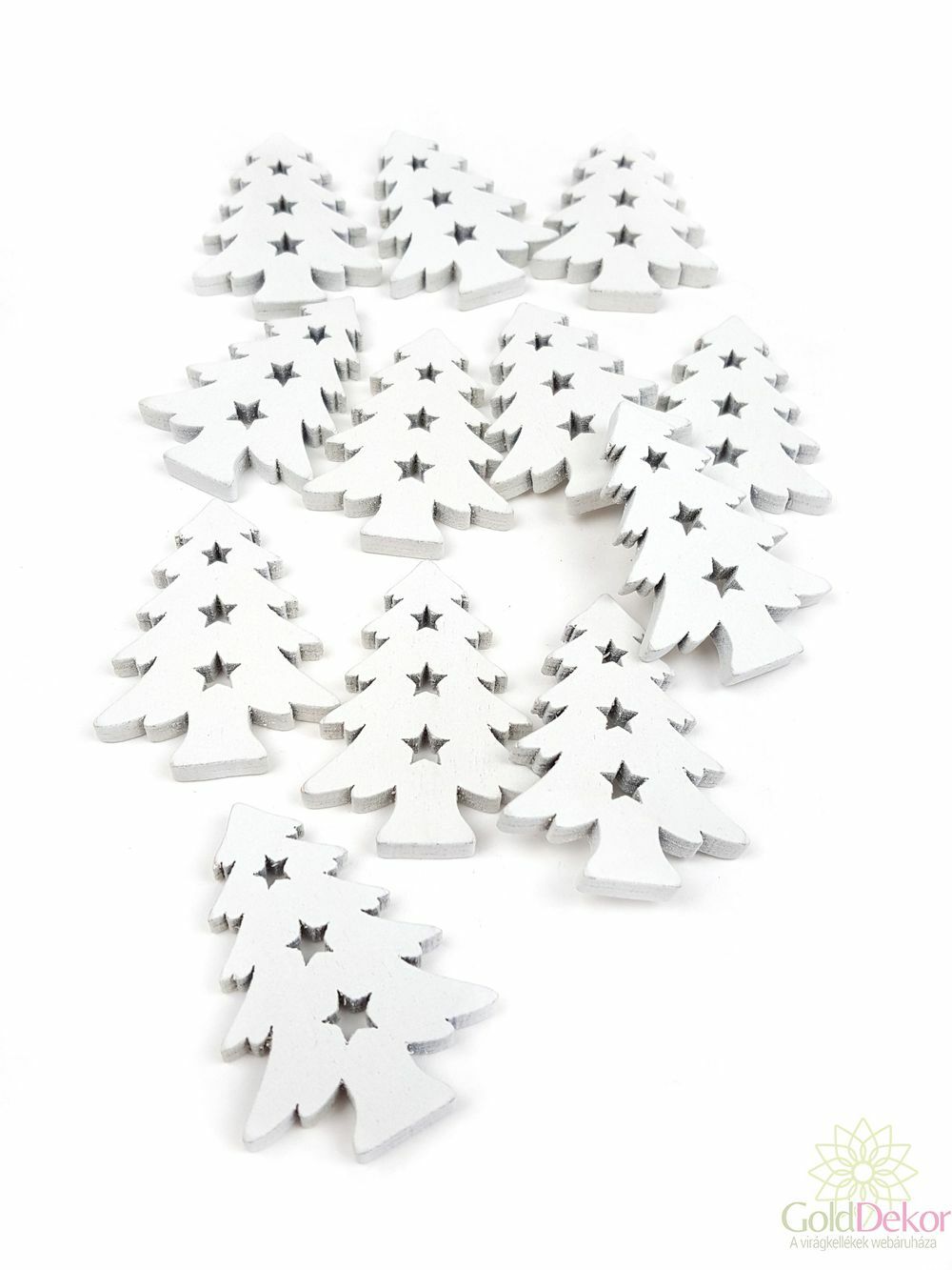 Fa dekor csillag közepű fenyőfa - Fehér