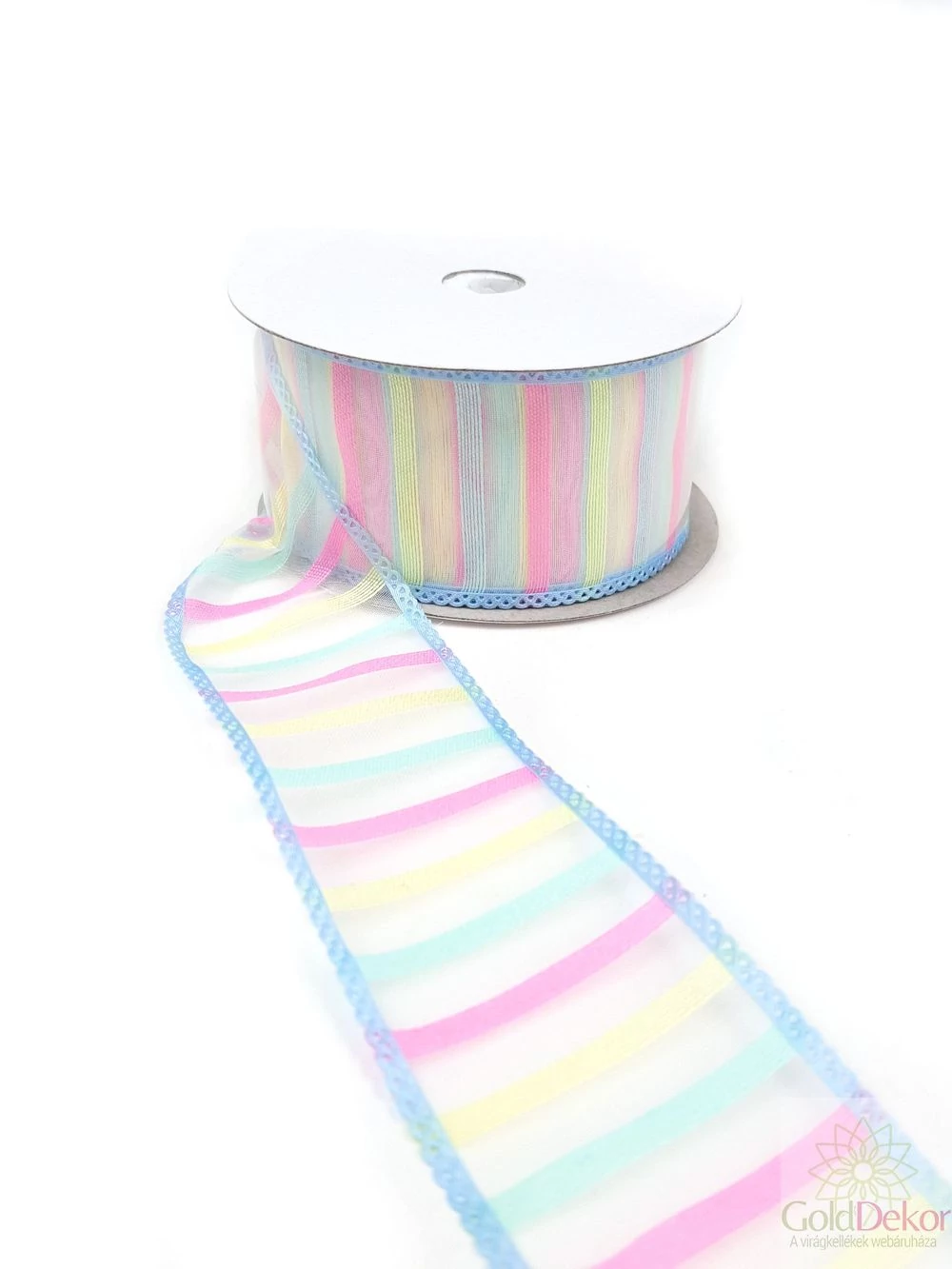 Mix csíkos organza szalag - Kék