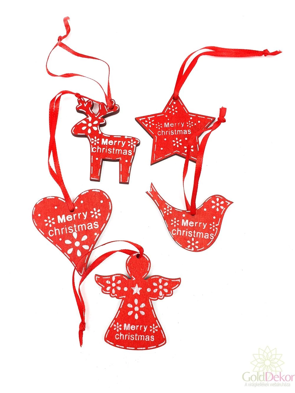 Merry Christmas fafüggő mix - Piros