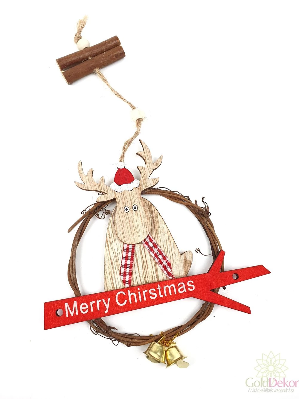 Vesszőkarikás szarvas függő