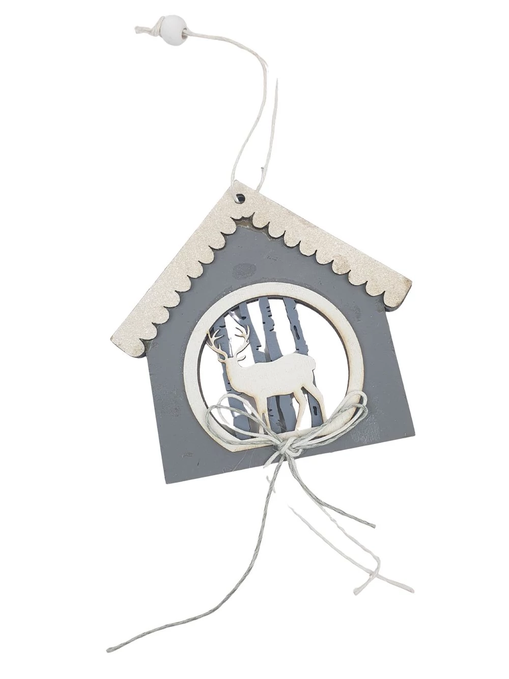 Havas fa ház szarvassal - Szürke