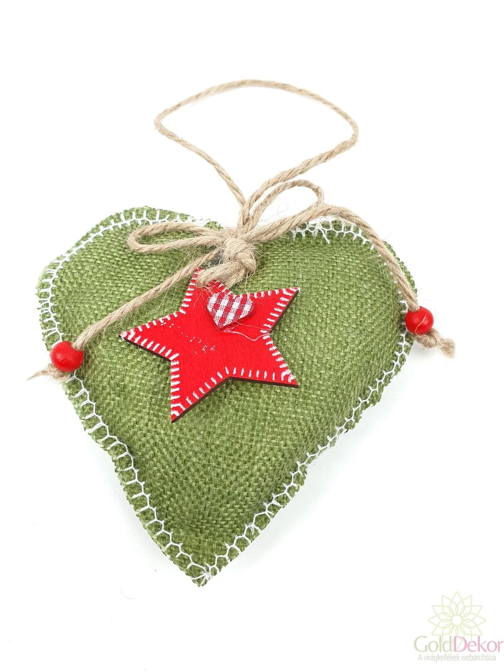 Varrott szélű zöld zsák szív