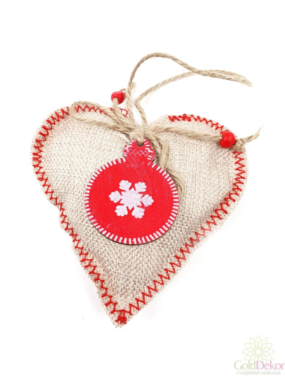 Varrott szélű natúr zsák szív