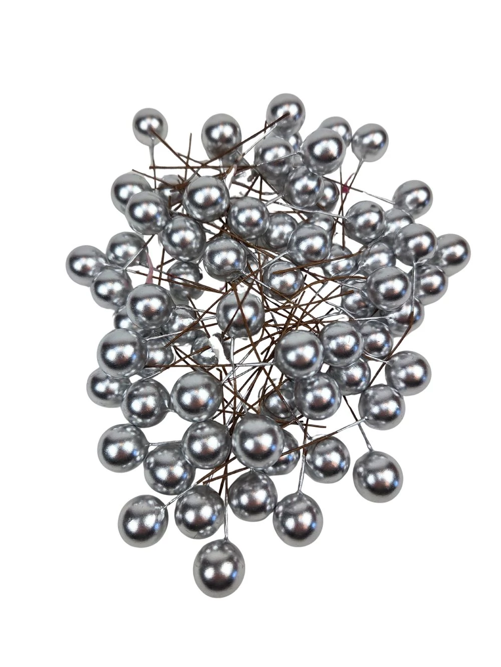 Gyöngyházas drótos bogyó - Ezüst