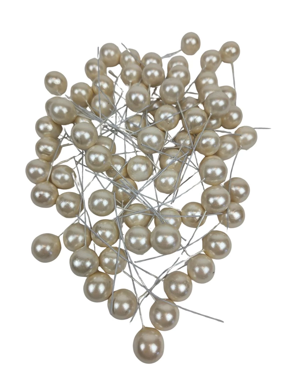 Gyöngyházas drótos bogyó - Tört fehér