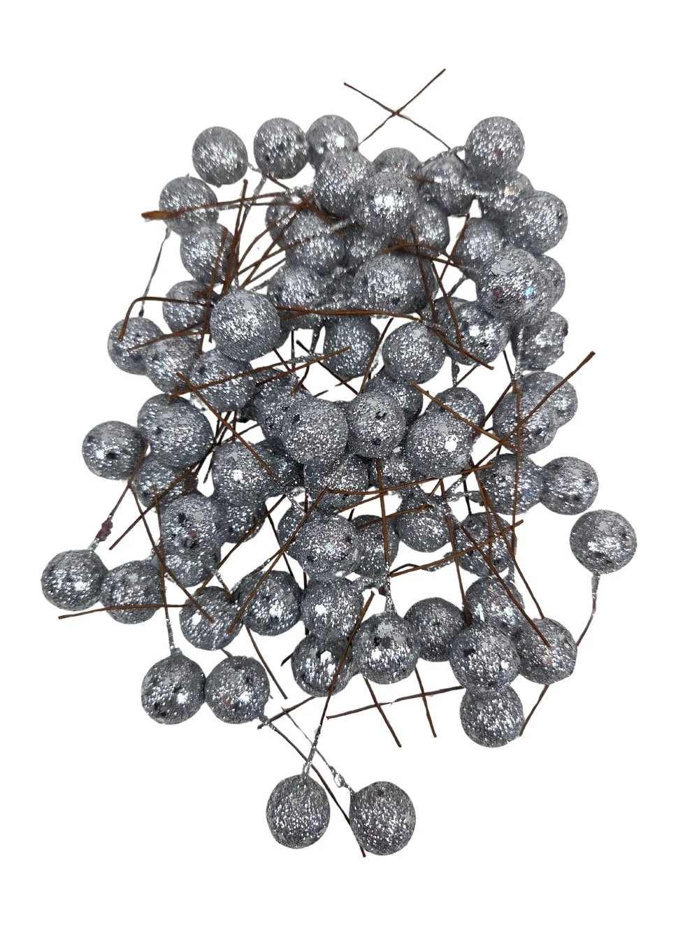 Glitteres drótos bogyó - Ezüst