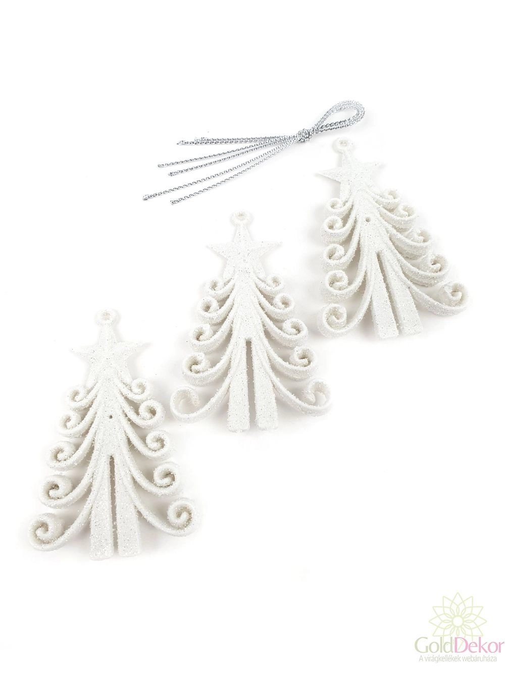 Csillámos műanyag karácsonyfa*3 - Fehér