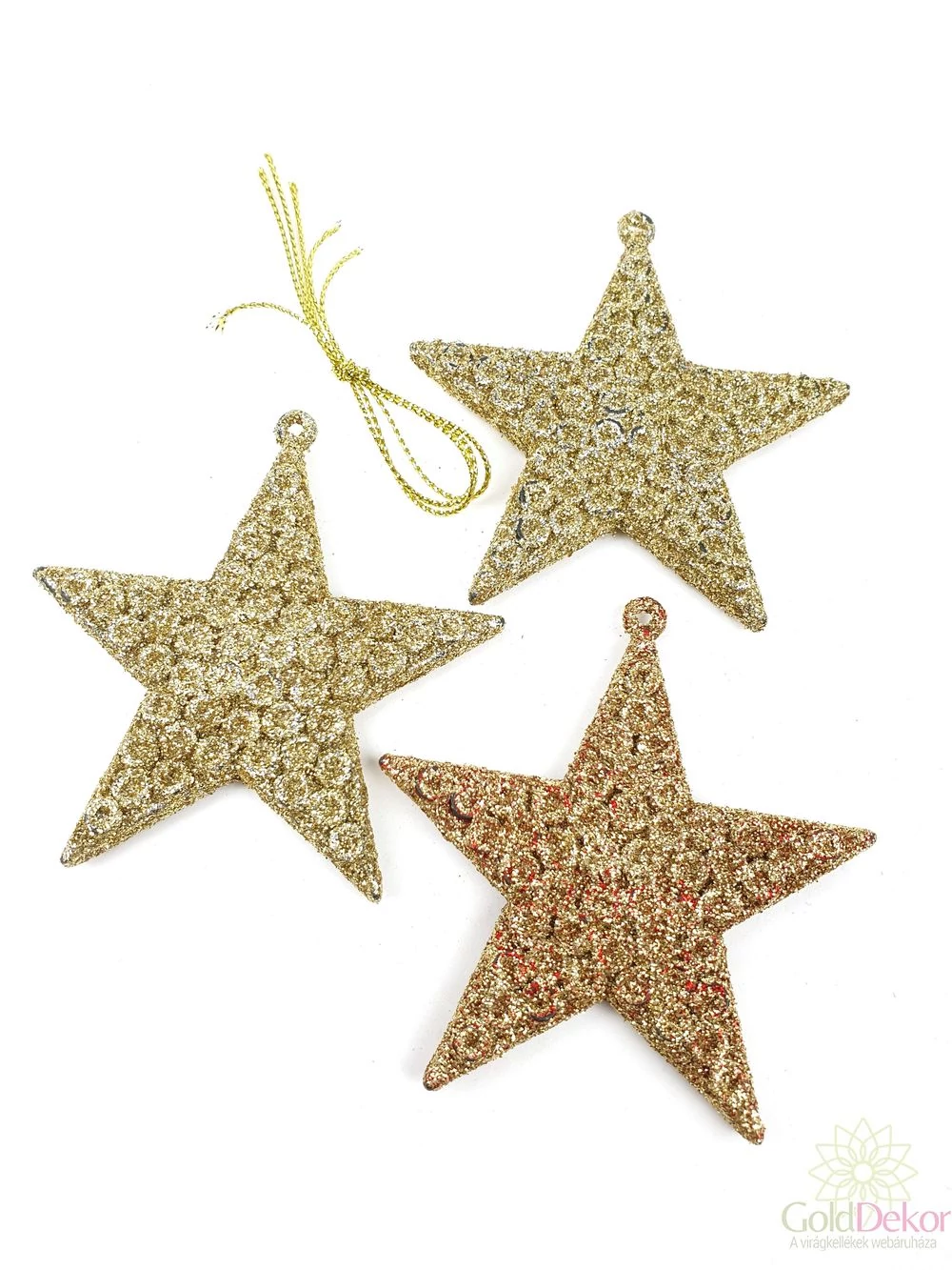 Körmintás csillámos csillag*3 - Arany