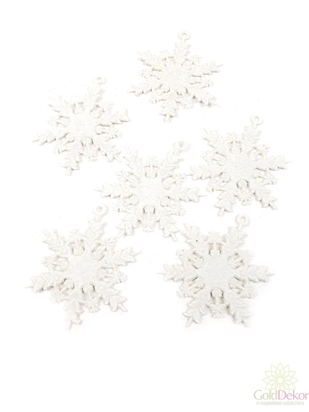 Műanyag csillámos hópihe 6 cm*6