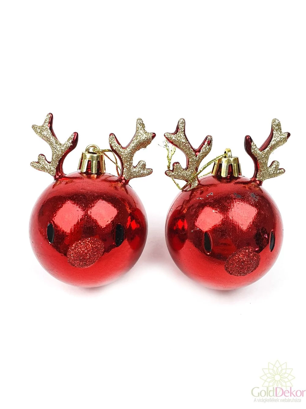 Gömb szarvas fej *2 - Piros