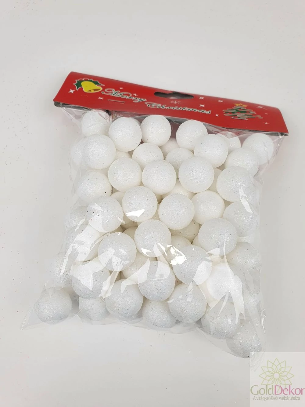 Glitteres golyó 2 cm - Fehér