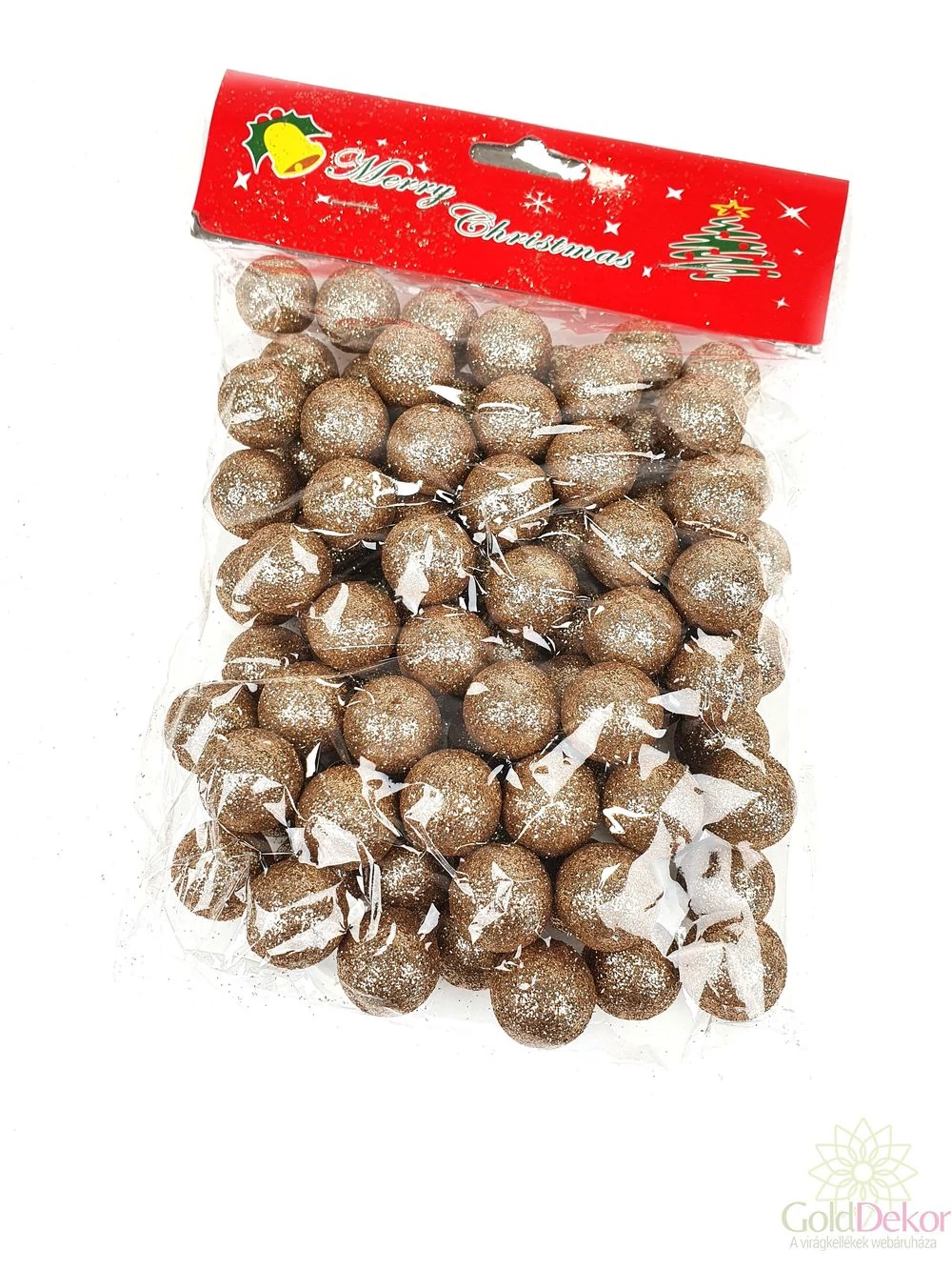 Glitteres golyó 2 cm - Pezsgő