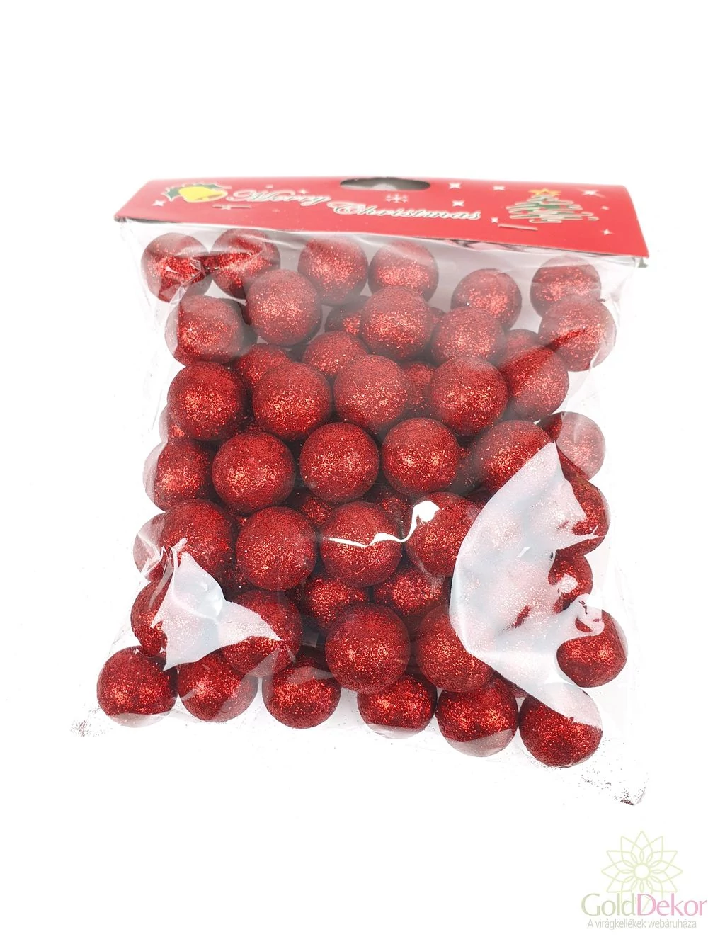 Glitteres golyó 2 cm - Piros