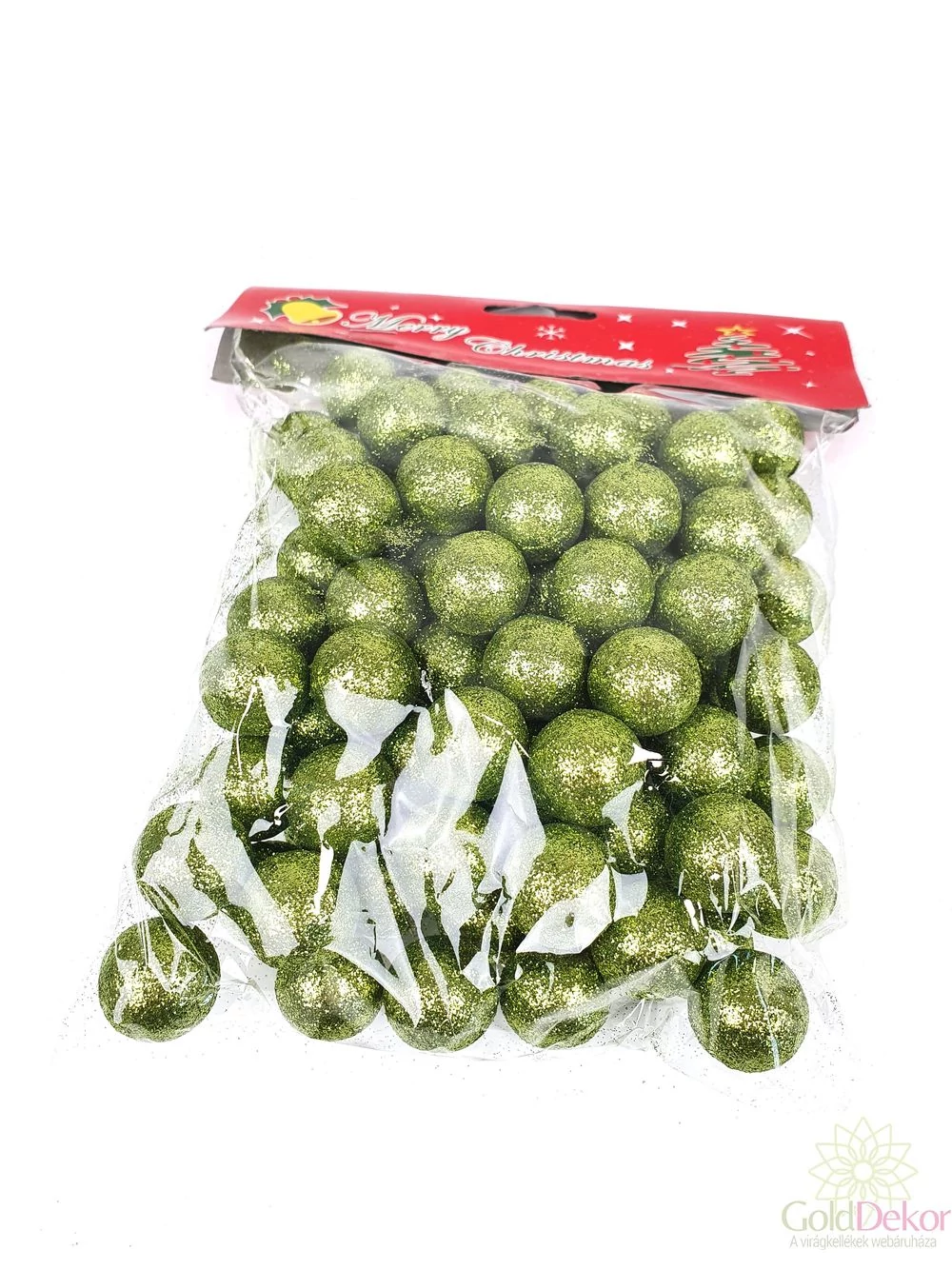 Glitteres golyó 2 cm - Zöld 