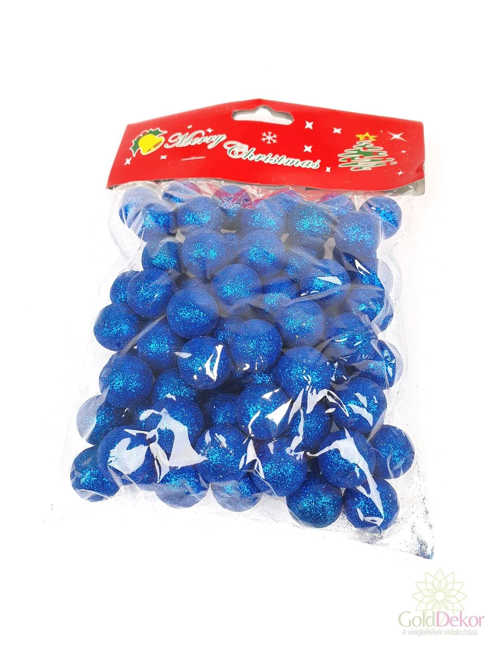 Glitteres golyó 2 cm - Kék
