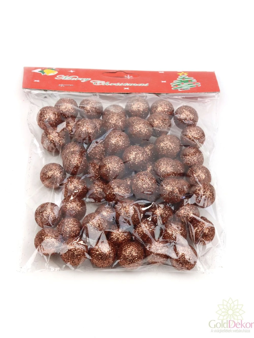 Glitteres golyó 2 cm - Barna