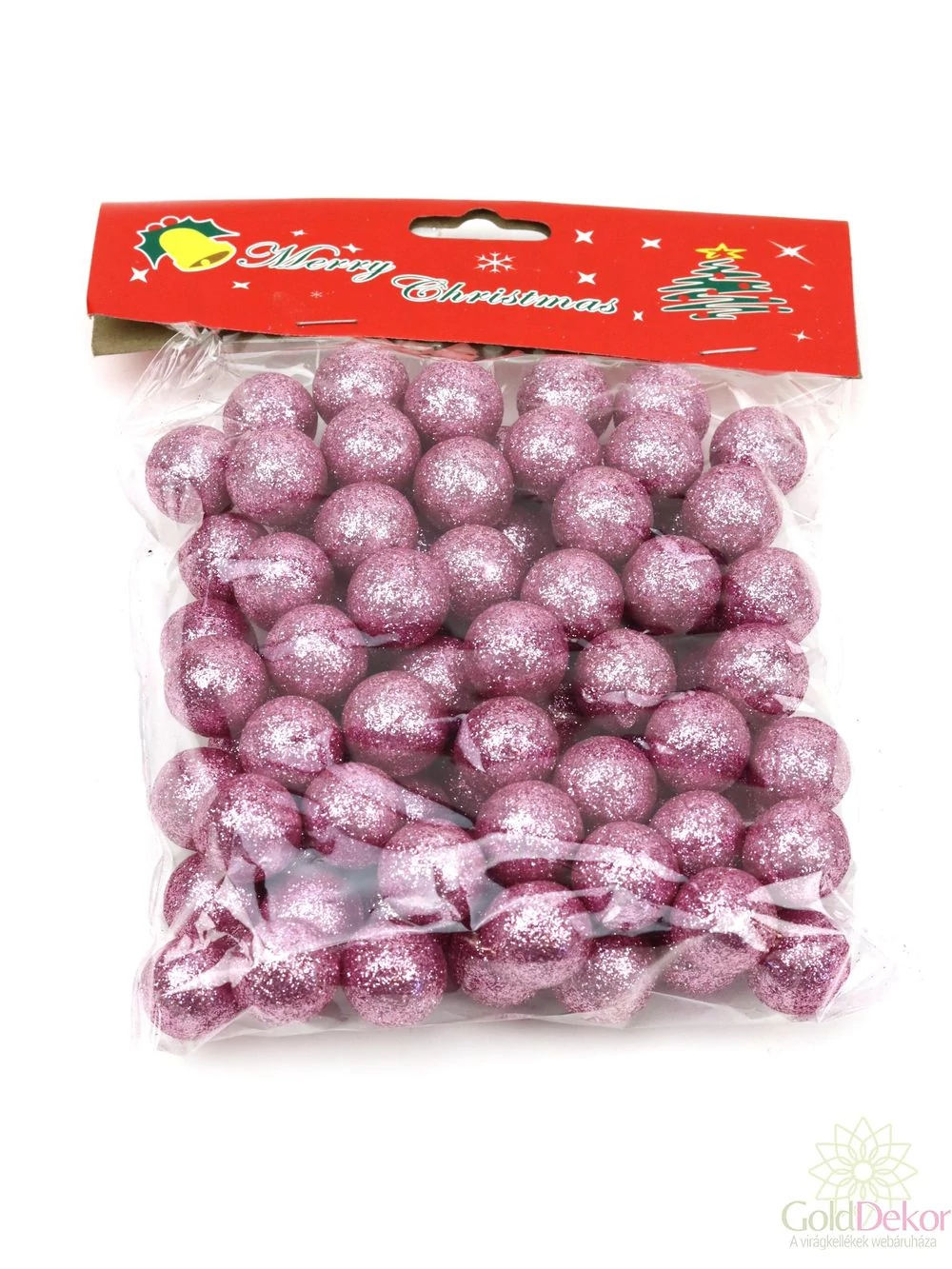 Glitteres golyó 2 cm - Mályva