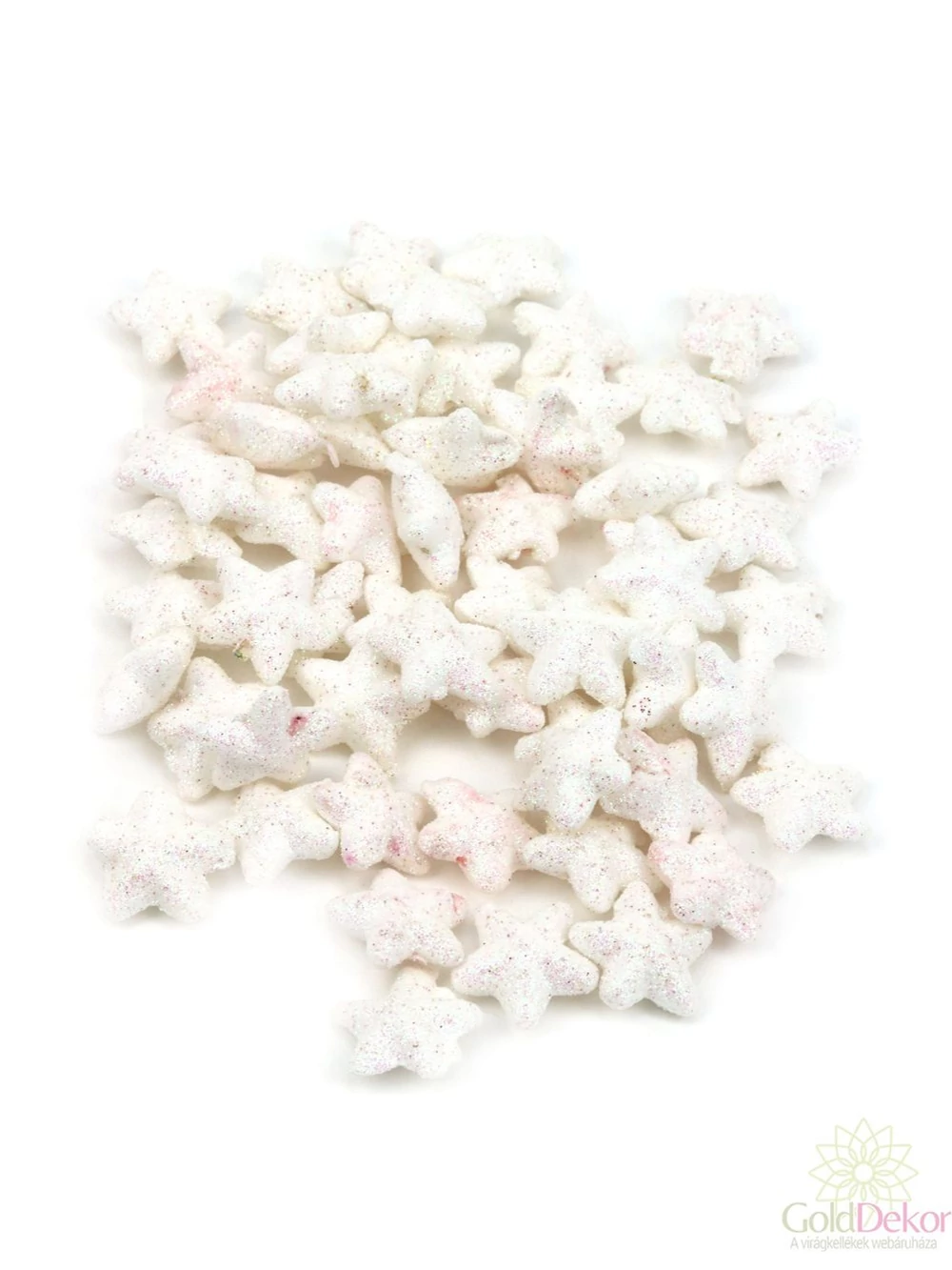 Glitteres csillag 2,5 cm - Fehér rózsaszín árnyalattal