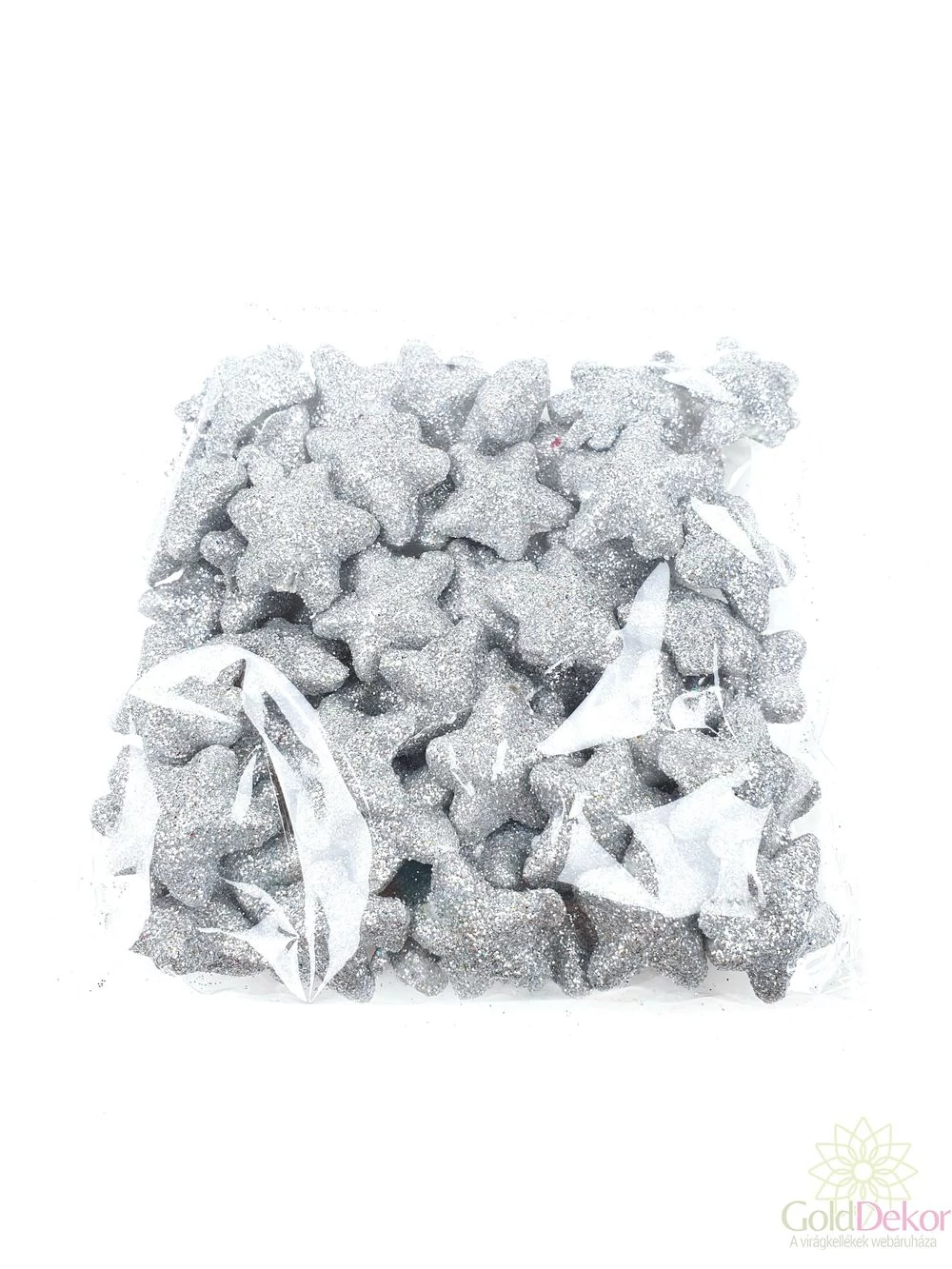 Glitteres csillag 2,5 cm - Ezüst
