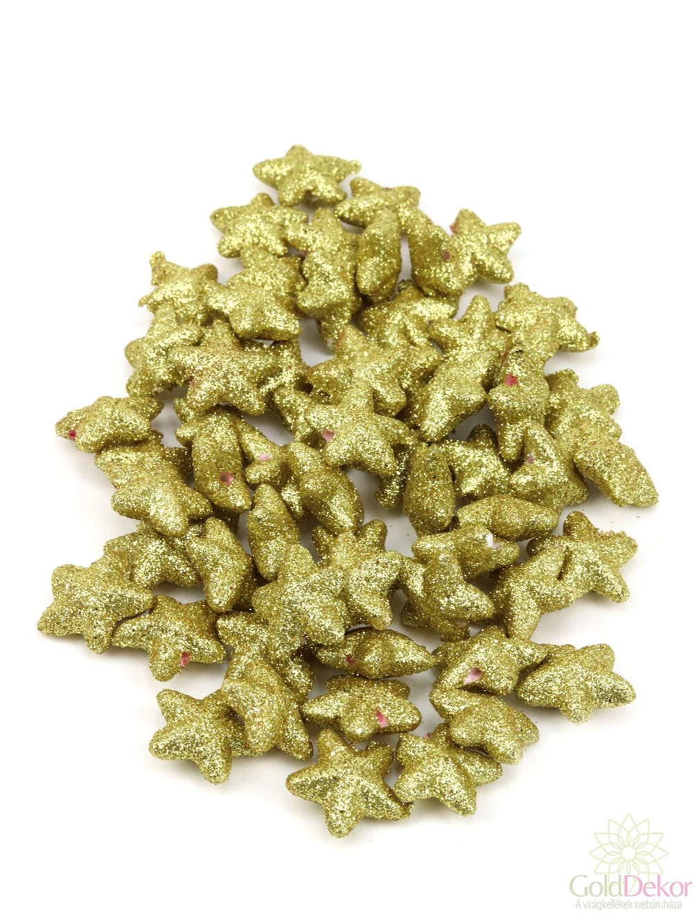 Glitteres csillag 2,5 cm - Világos arany