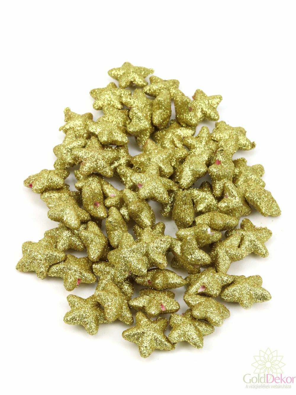 Glitteres csillag 2,5 cm - Világos arany