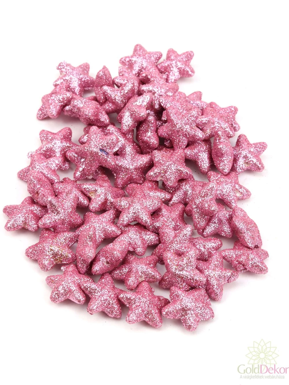Glitteres csillag 2,5 cm - Világos rózsaszín