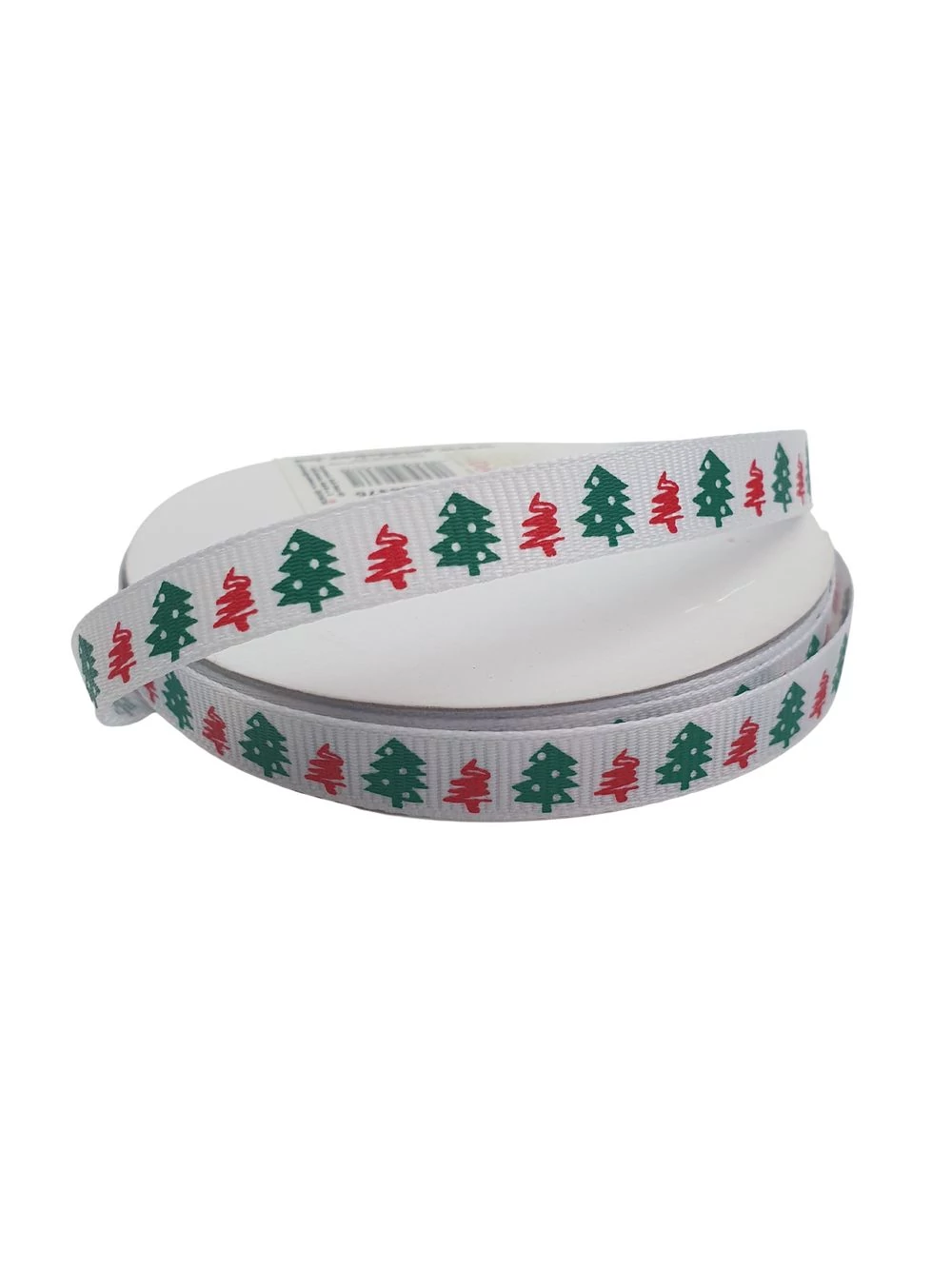 Karácsonyi szalag 1 cm - Fehér fenyős